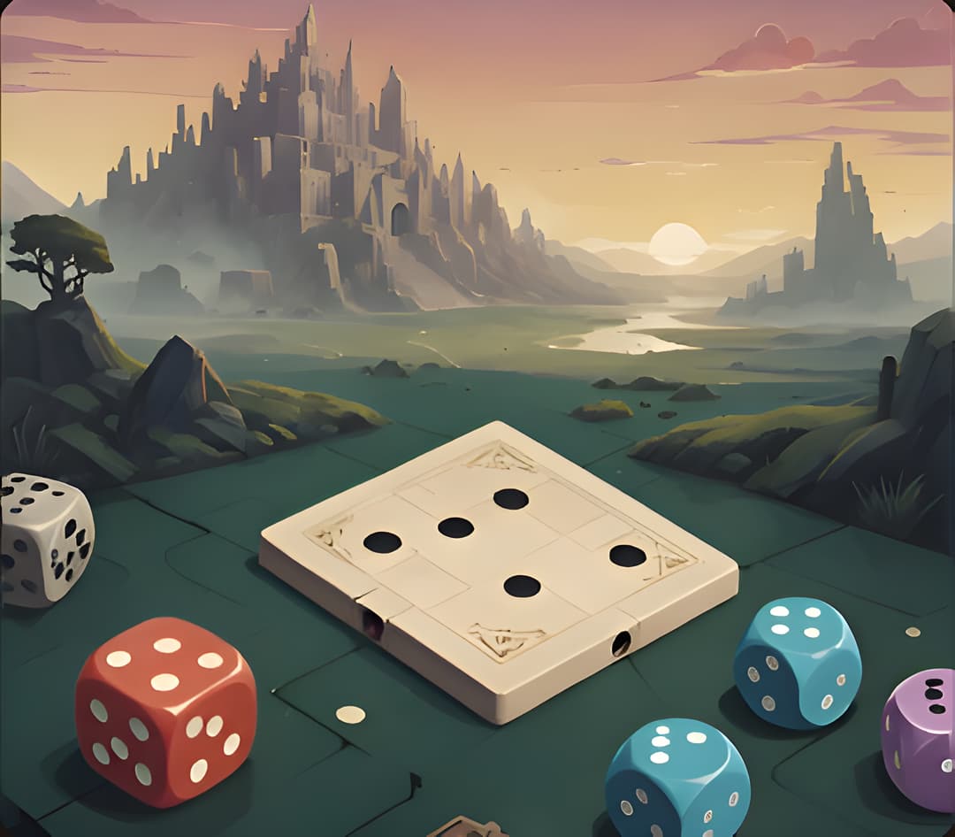 Board game with dice and game pieces